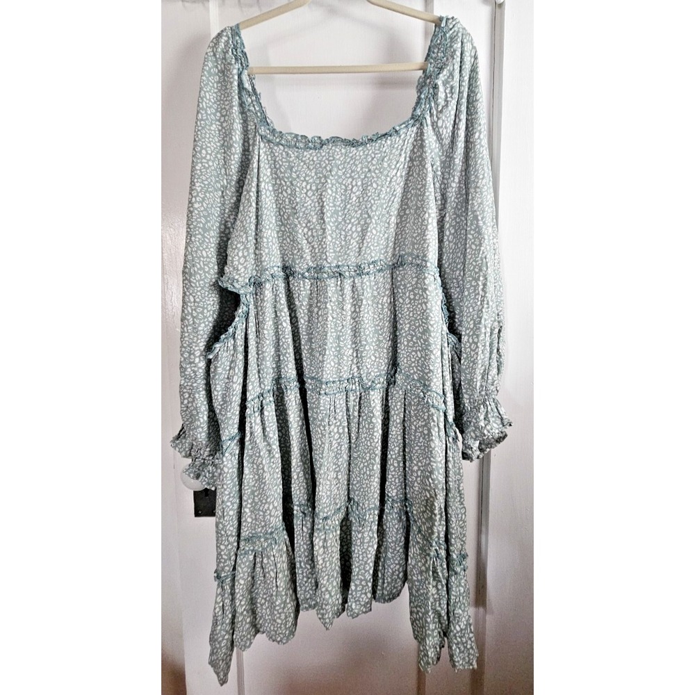 Altar'd State Arula green Leopard waist cutout laced trim dress woman Sz C 22/24